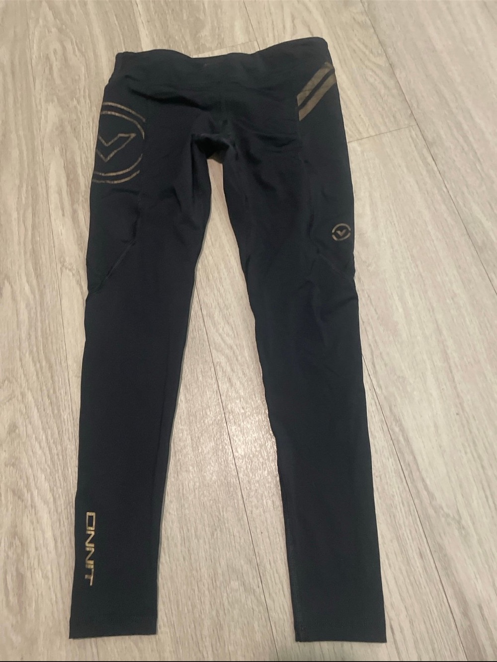 Virus Black Leggings with Gold Logos